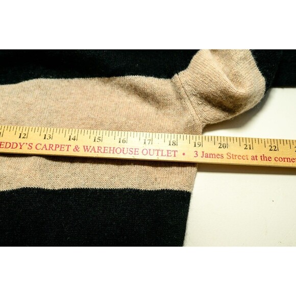 360 Cashmere open cardigan XS tan black stripe hooded hoodie - Picture 6 of 7